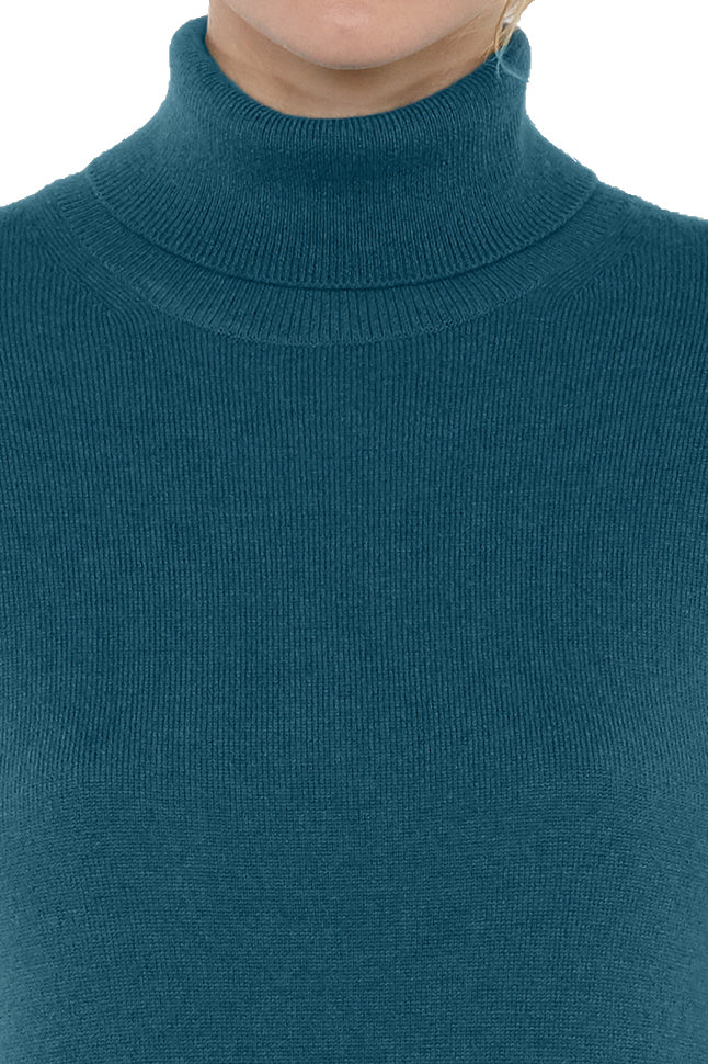 JENNIE LIU Women's 100% Pure Cashmere Long Sleeve Pullover Turtleneck Sweater