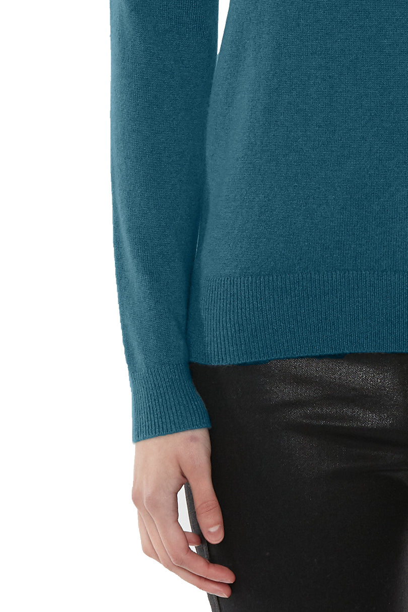 JENNIE LIU Women's 100% Pure Cashmere Long Sleeve Pullover Turtleneck Sweater