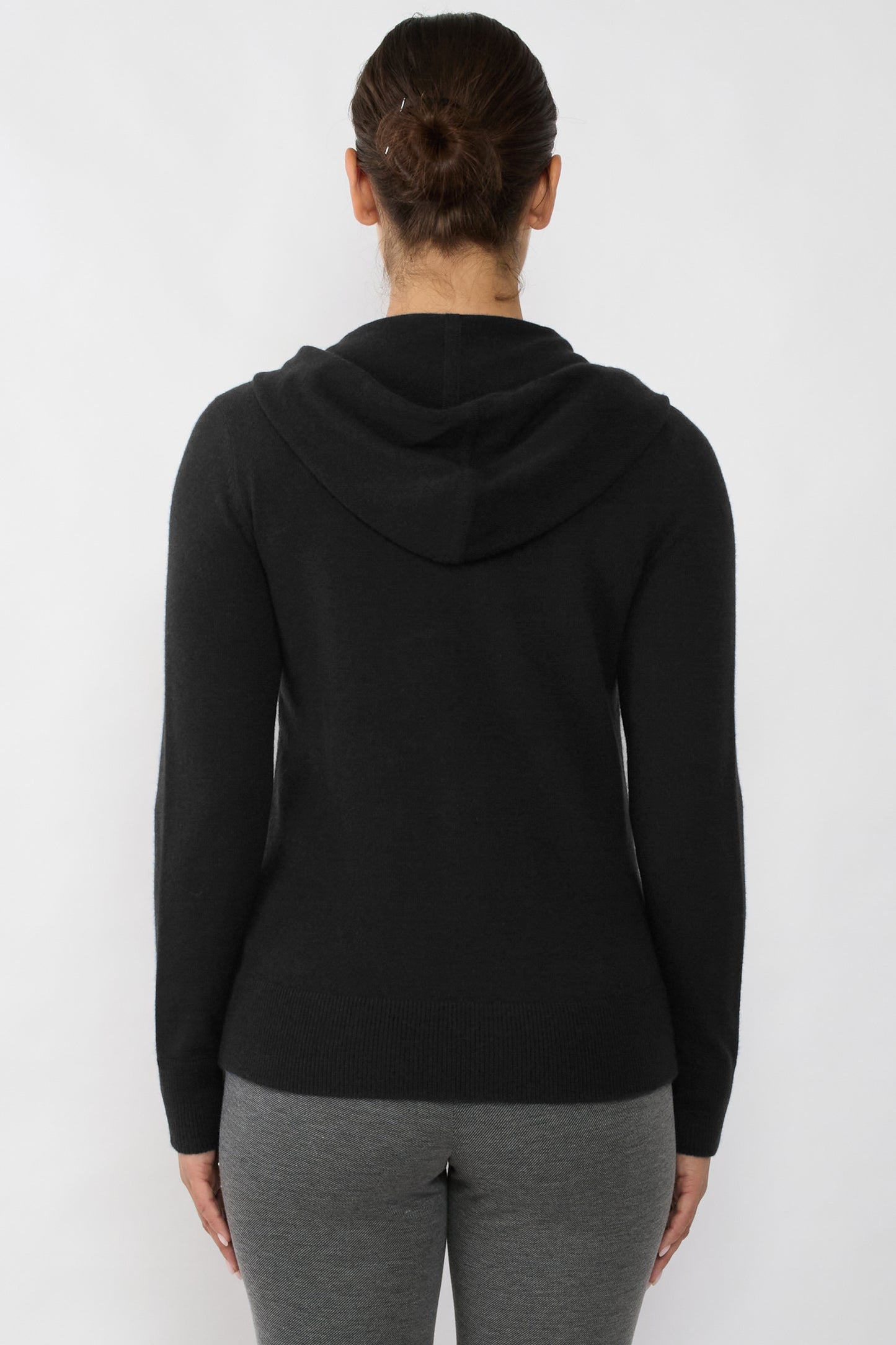 JENNIE LIU Women's 100% Pure Cashmere Long Sleeve Zip Hoodie Cardigan Sweater