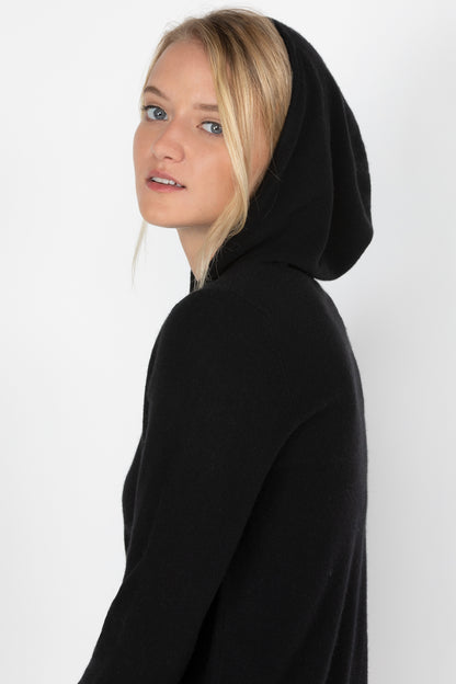Women's Cashmere Zip Hoodie in Black by JENNIE LIU