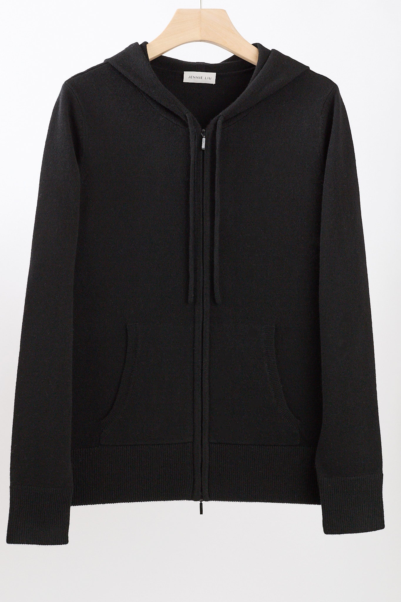 JENNIE LIU Women's 100% Pure Cashmere Long Sleeve Zip Hoodie Cardigan Sweater