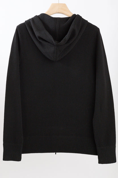 Women's Cashmere Zip Hoodie in Black by JENNIE LIU