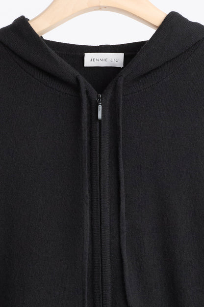 Women's Cashmere Zip Hoodie in Black by JENNIE LIU