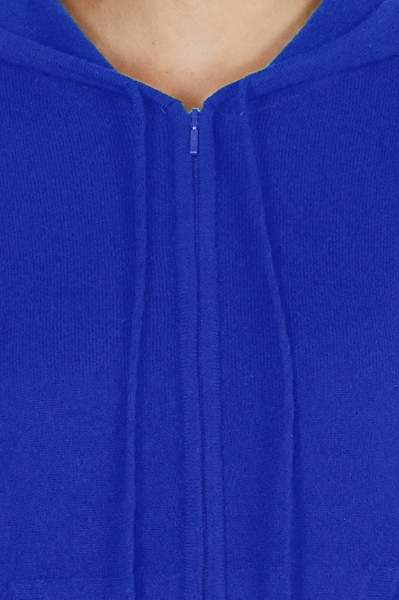 JENNIE LIU Women's 100% Pure Cashmere Long Sleeve Zip Hoodie Cardigan Sweater