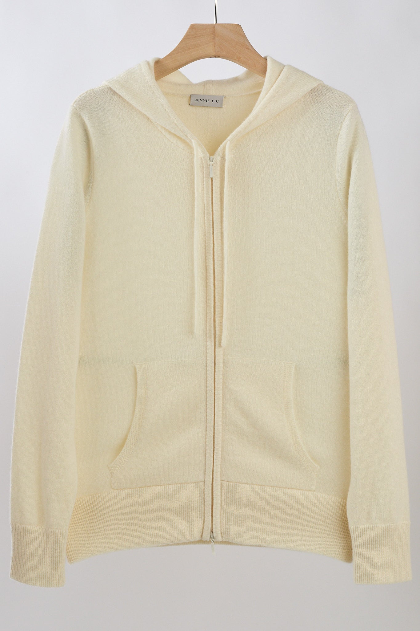 JENNIE LIU Women's 100% Pure Cashmere Long Sleeve Zip Hoodie Cardigan Sweater