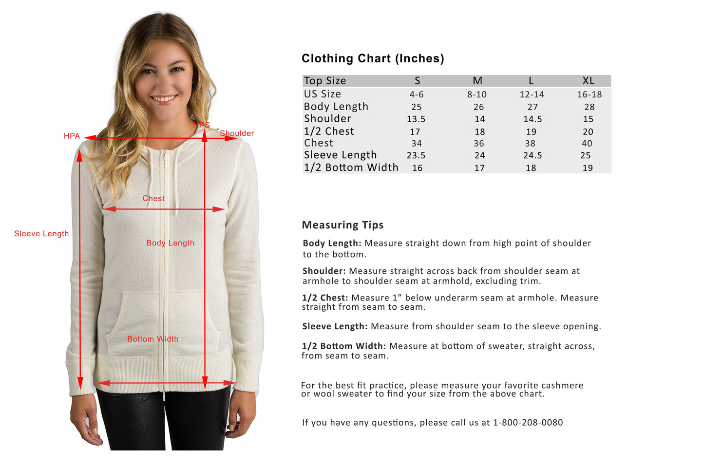 JENNIE LIU Women's 100% Pure Cashmere Long Sleeve Zip Hoodie Cardigan Sweater