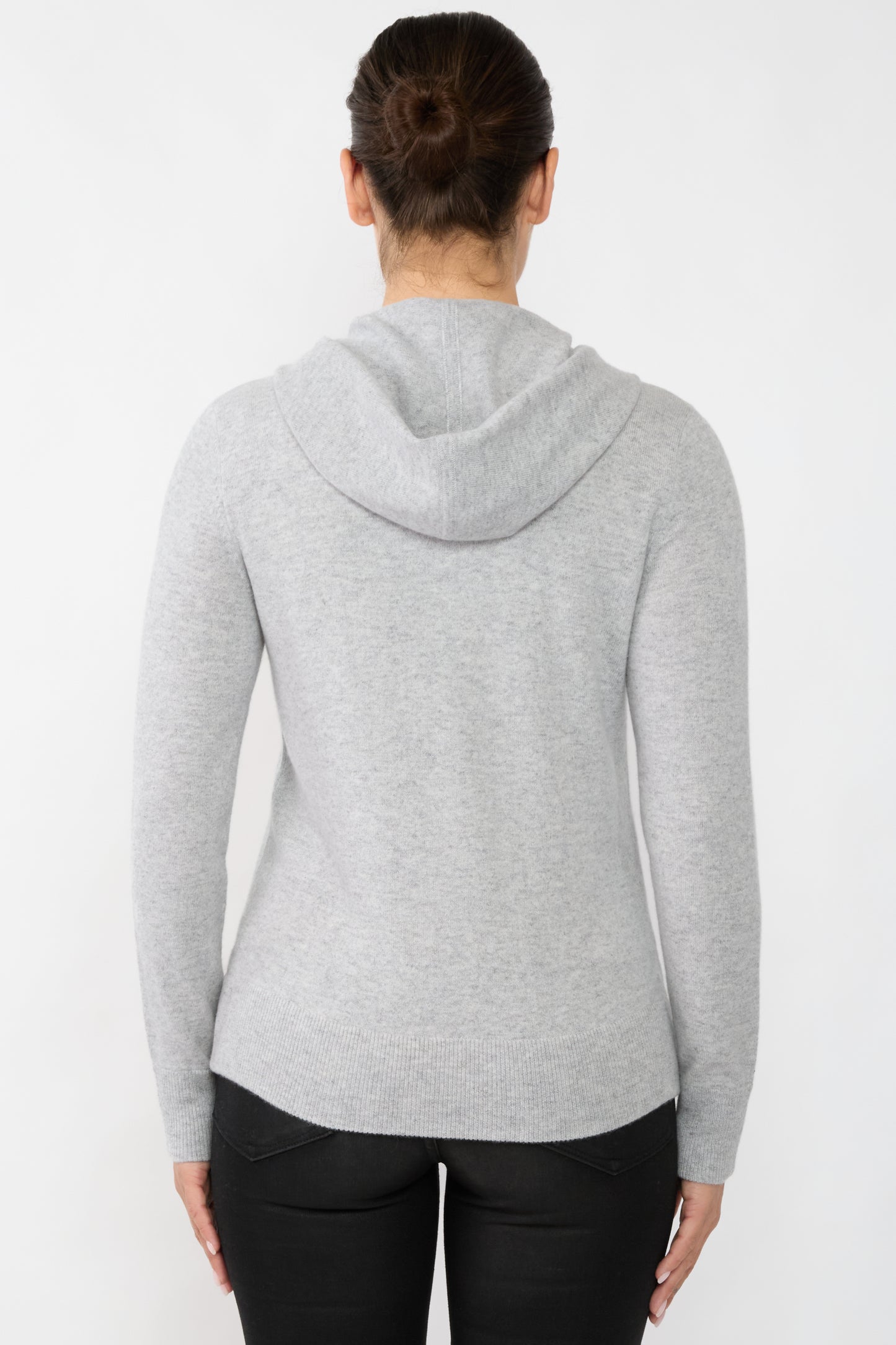 JENNIE LIU Women's 100% Pure Cashmere Long Sleeve Zip Hoodie Cardigan Sweater