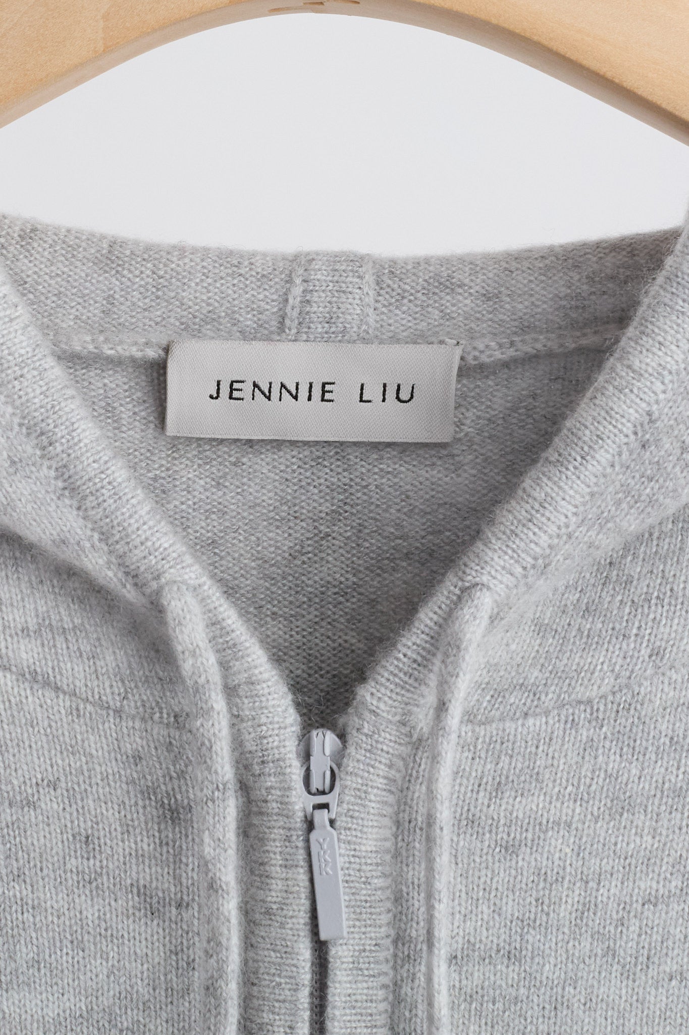 JENNIE LIU Women's 100% Pure Cashmere Long Sleeve Zip Hoodie Cardigan Sweater