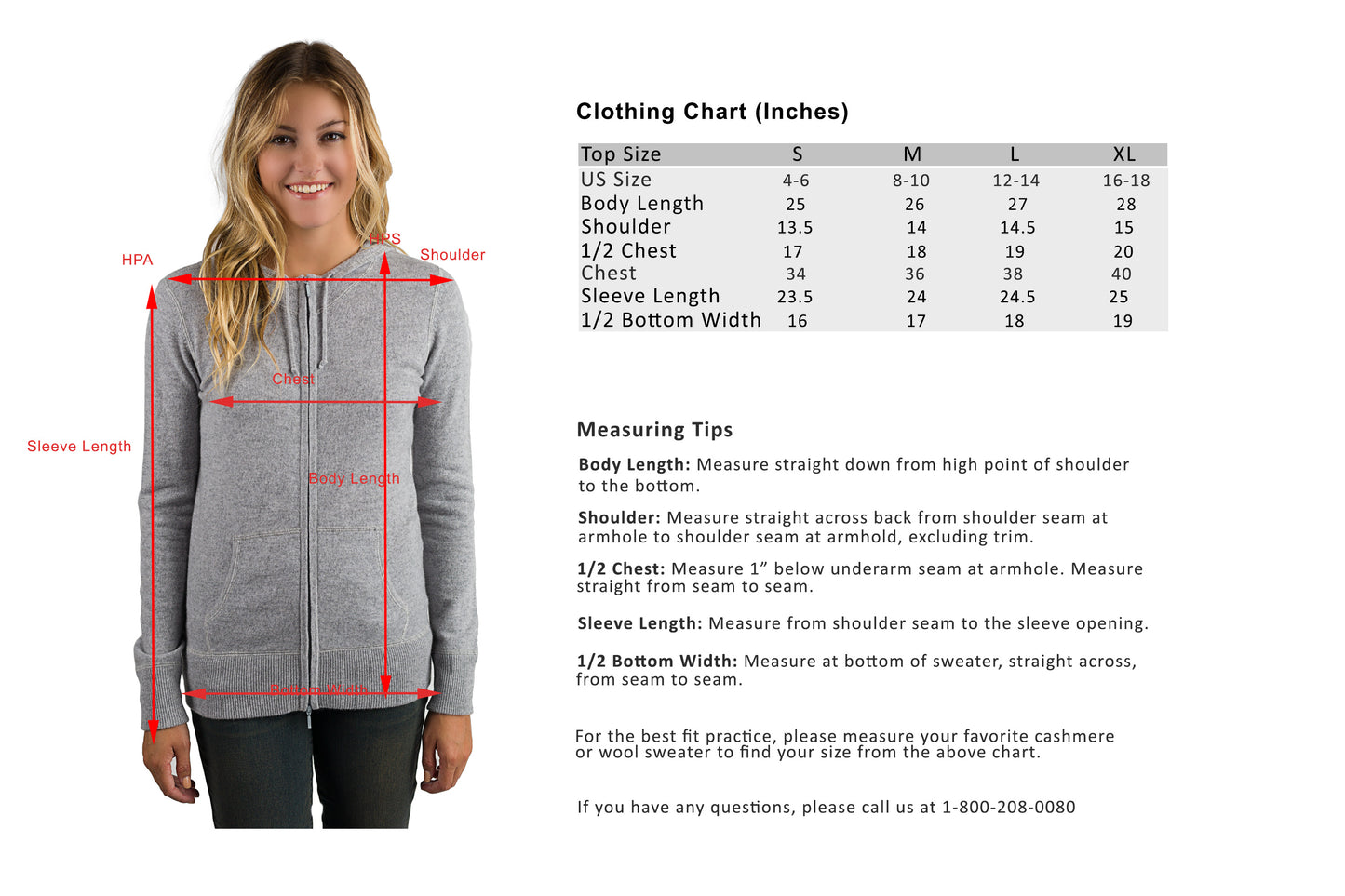 JENNIE LIU Women's 100% Pure Cashmere Long Sleeve Zip Hoodie Cardigan Sweater