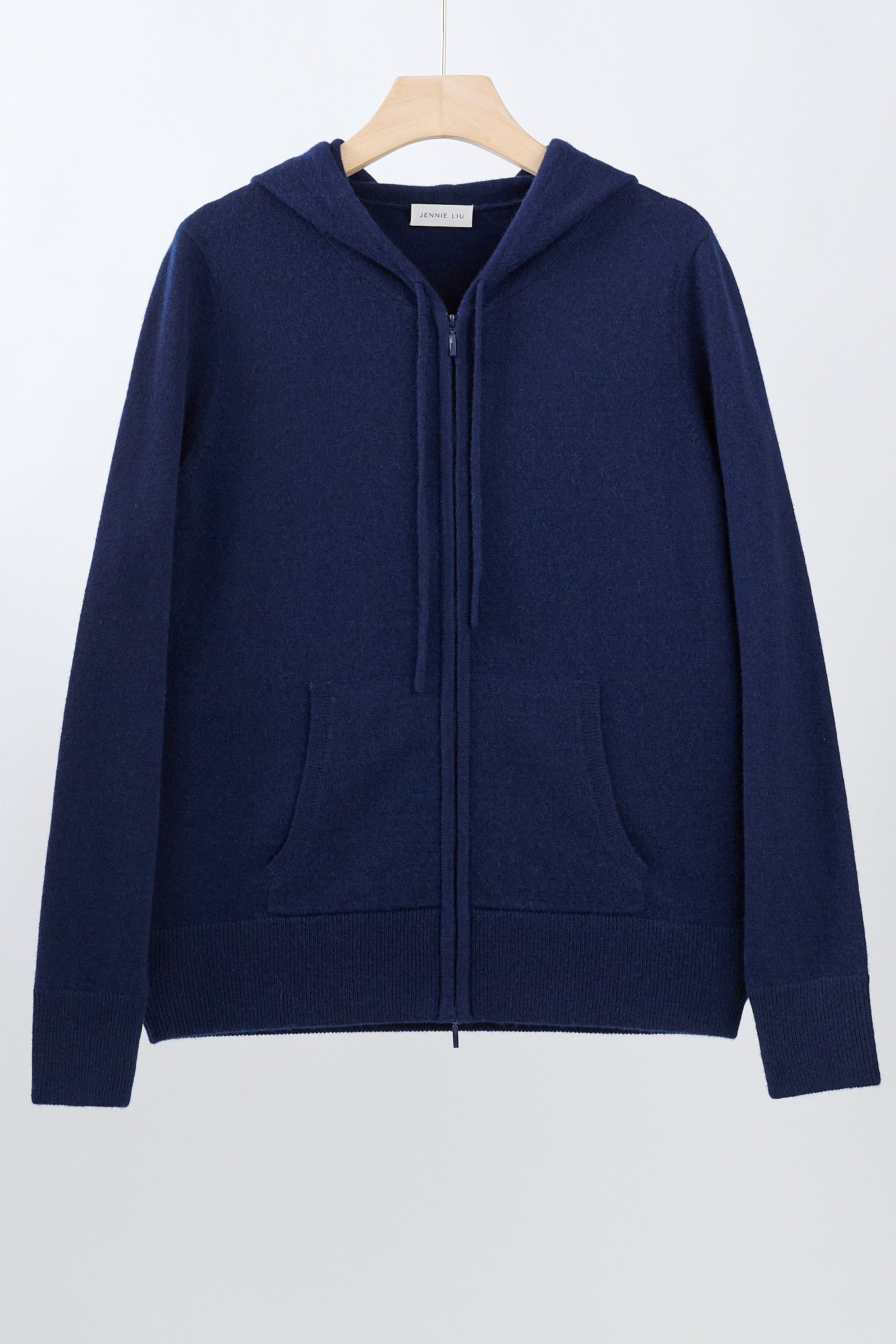 JENNIE LIU Women's 100% Pure Cashmere Long Sleeve Zip Hoodie Cardigan Sweater