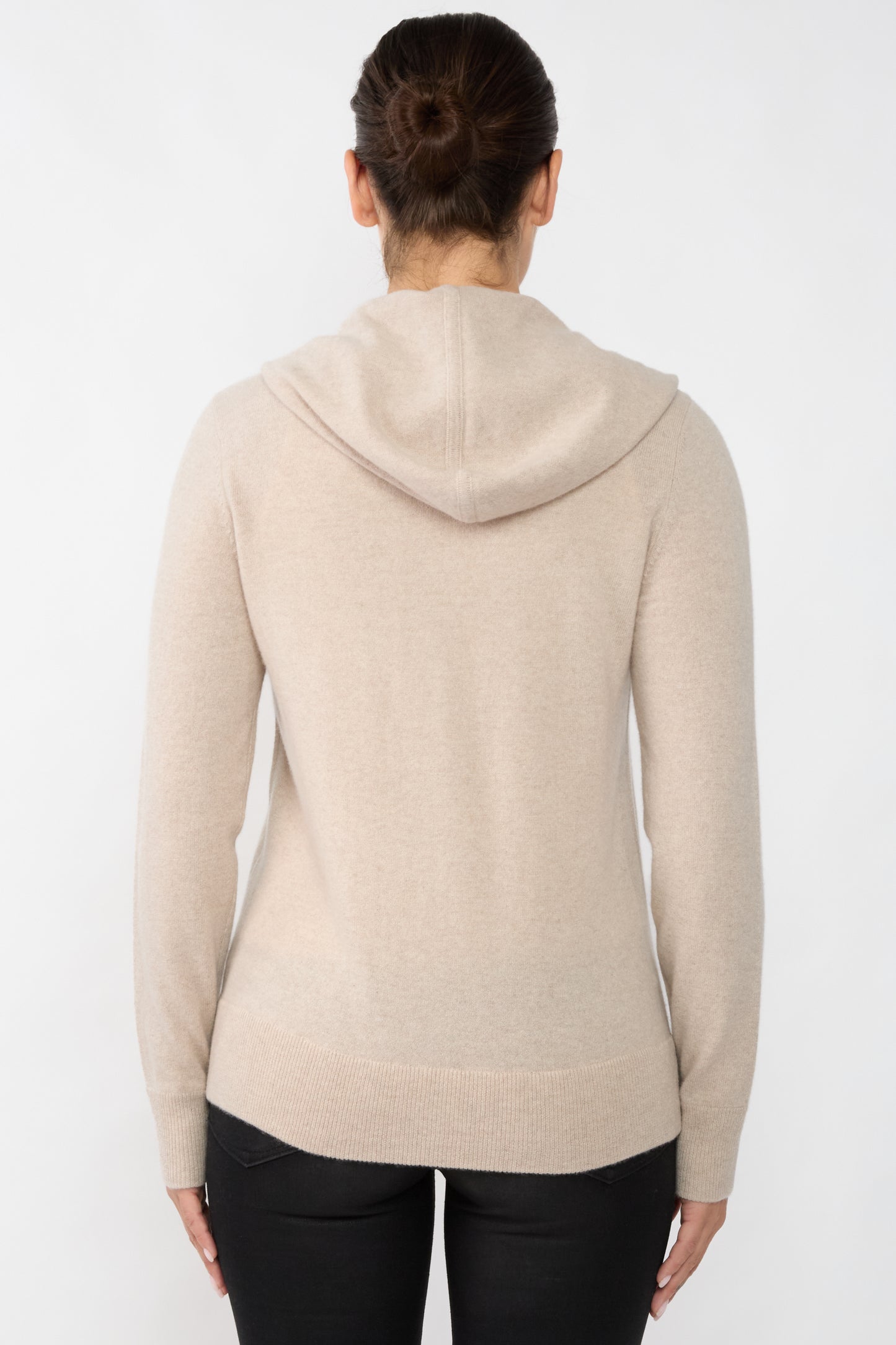 JENNIE LIU Women's 100% Pure Cashmere Long Sleeve Zip Hoodie Cardigan Sweater