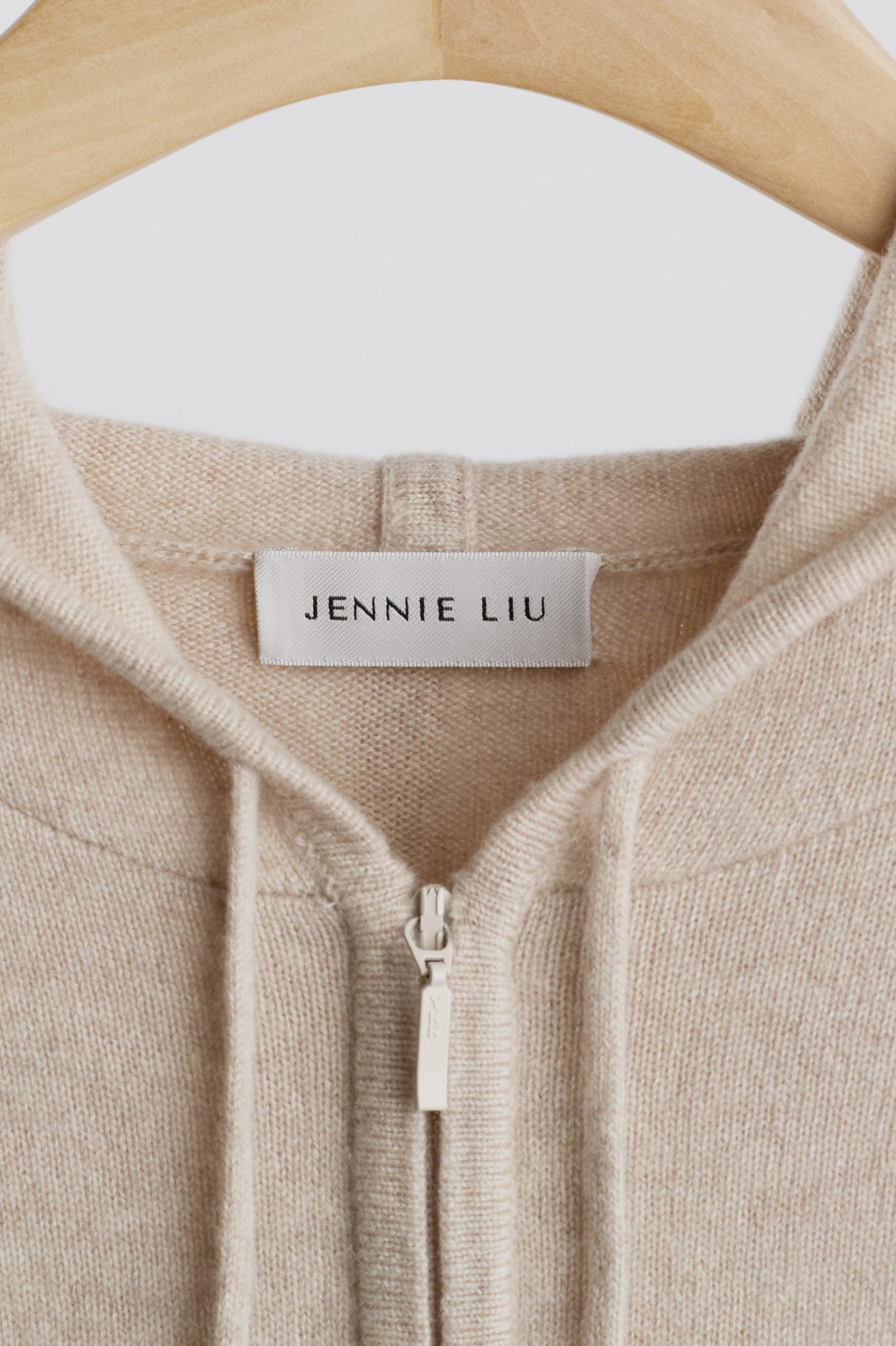 JENNIE LIU Women's 100% Pure Cashmere Long Sleeve Zip Hoodie Cardigan Sweater