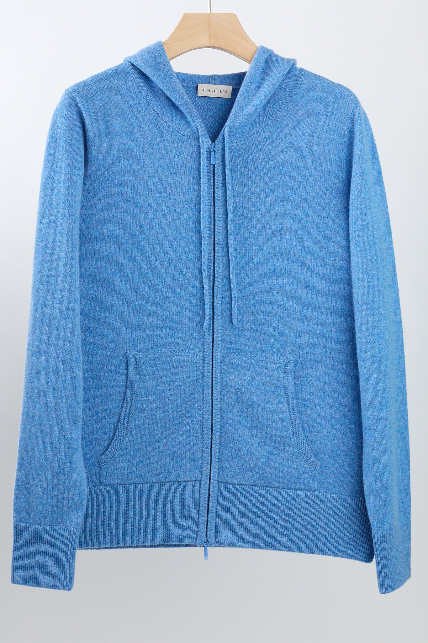 JENNIE LIU Women's 100% Pure Cashmere Long Sleeve Zip Hoodie Cardigan Sweater