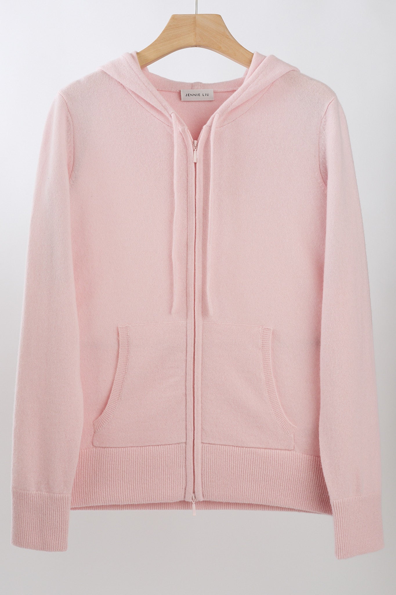 JENNIE LIU Women's 100% Pure Cashmere Long Sleeve Zip Hoodie Cardigan Sweater