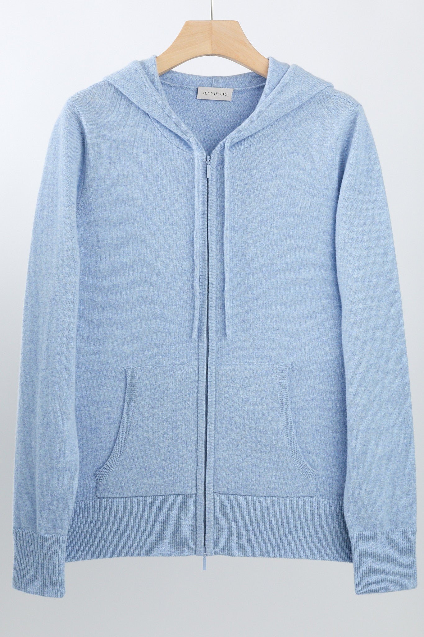 JENNIE LIU Women's 100% Pure Cashmere Long Sleeve Zip Hoodie Cardigan Sweater