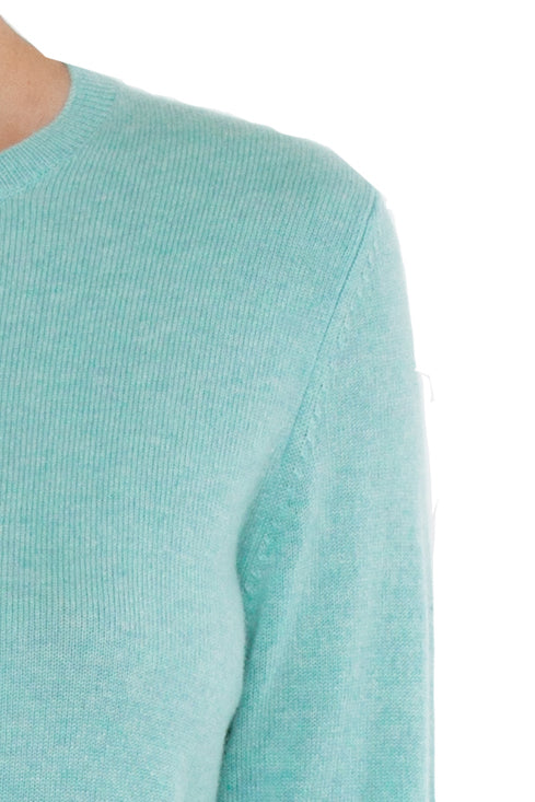 JENNIE LIU Women's 100% Cashmere Button Front Long Sleeve Crewneck Cardigan Sweater