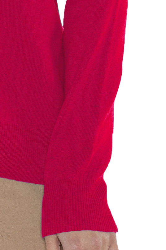 JENNIE LIU Women's 100% Cashmere Button Front Long Sleeve Crewneck Cardigan Sweater