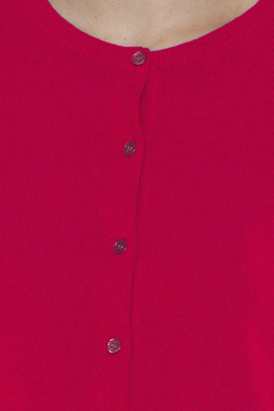 JENNIE LIU Women's 100% Cashmere Button Front Long Sleeve Crewneck Cardigan Sweater