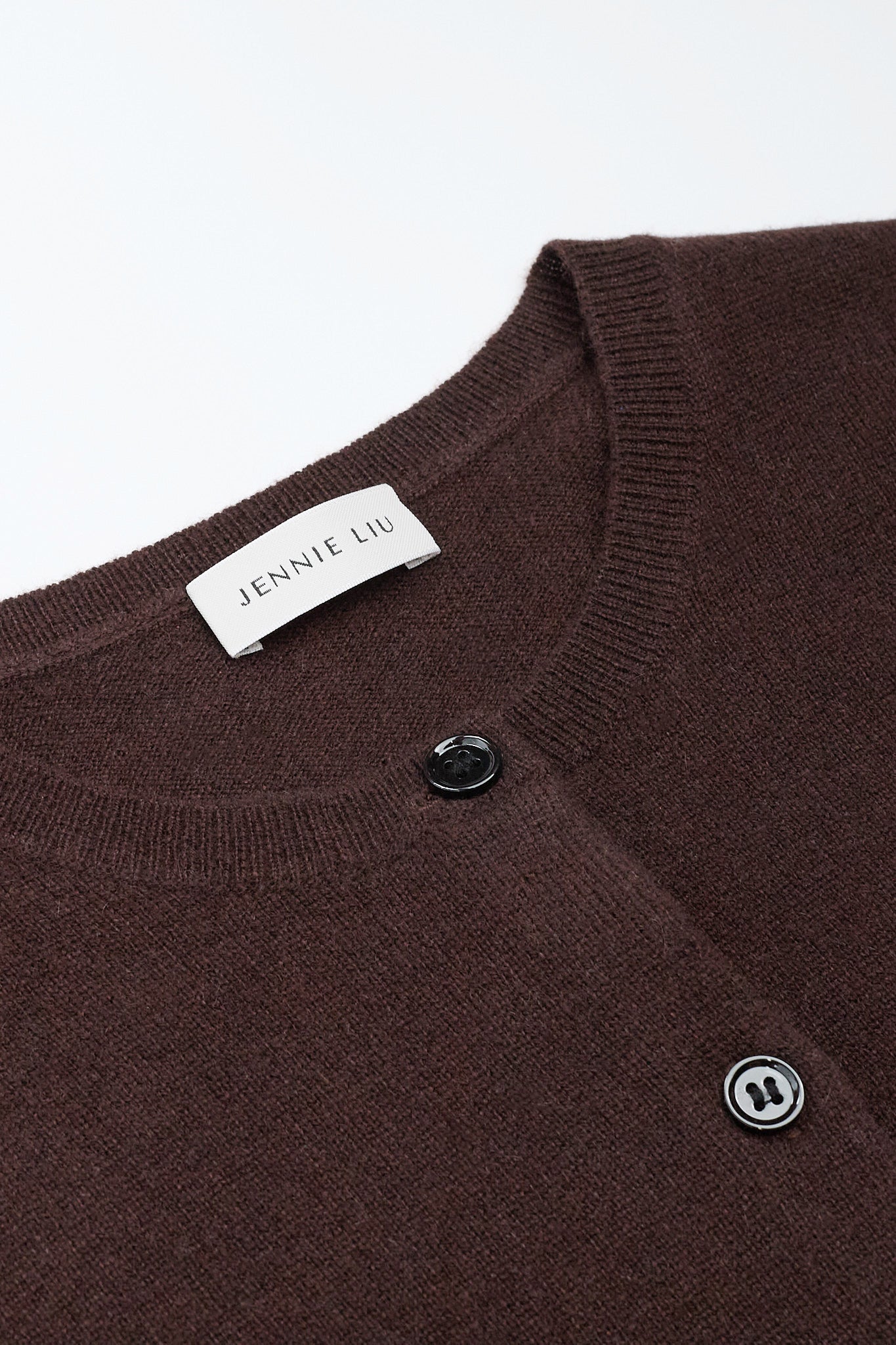 JENNIE LIU Women's 100% Cashmere Button Front Long Sleeve Crewneck Cardigan Sweater