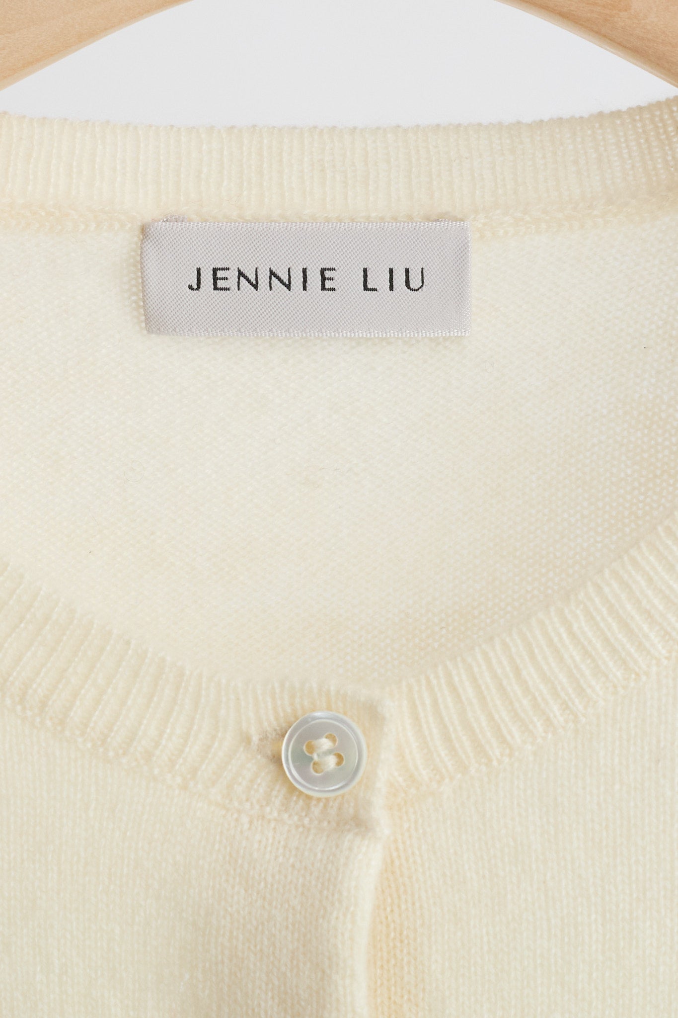 JENNIE LIU Women's 100% Cashmere Button Front Long Sleeve Crewneck Cardigan Sweater