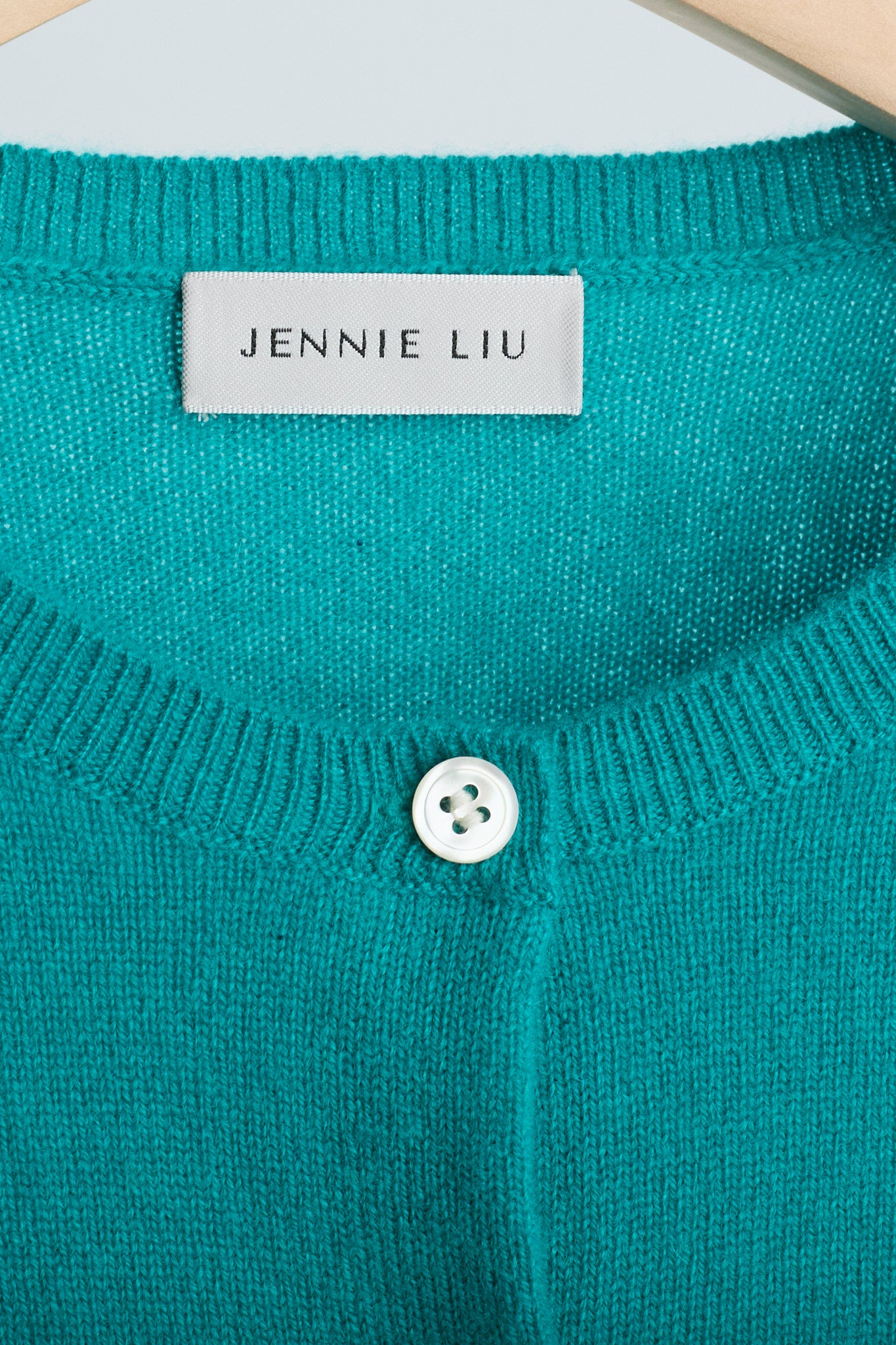 JENNIE LIU Women's 100% Cashmere Button Front Long Sleeve Crewneck Cardigan Sweater