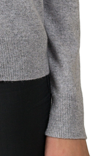 JENNIE LIU Women's 100% Cashmere Button Front Long Sleeve Crewneck Cardigan Sweater