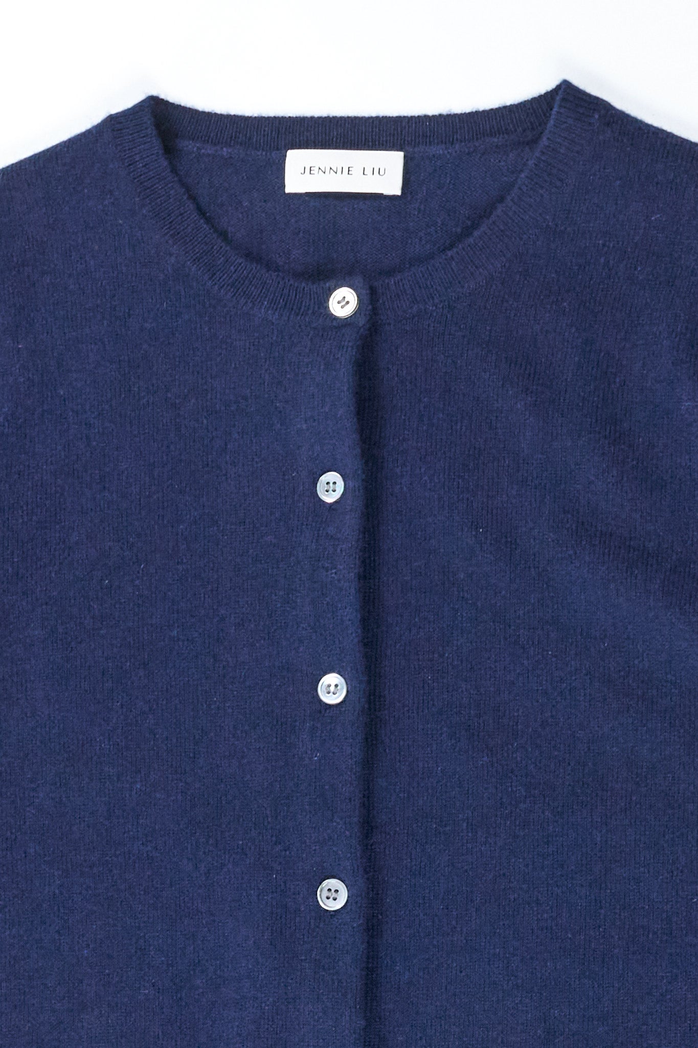 JENNIE LIU Women's 100% Cashmere Button Front Long Sleeve Crewneck Cardigan Sweater