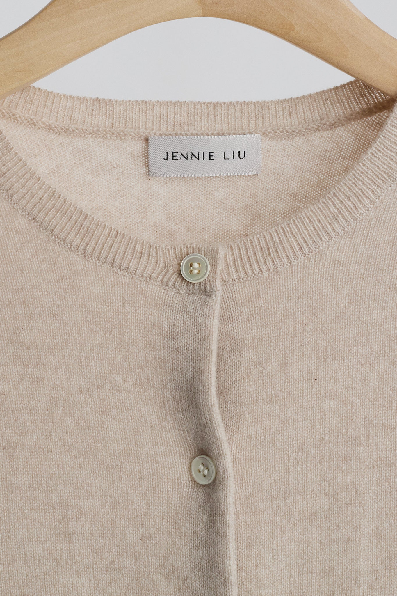 JENNIE LIU Women's 100% Cashmere Button Front Long Sleeve Crewneck Cardigan Sweater