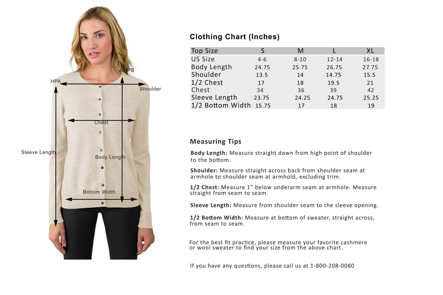 JENNIE LIU Women's 100% Cashmere Button Front Long Sleeve Crewneck Cardigan Sweater