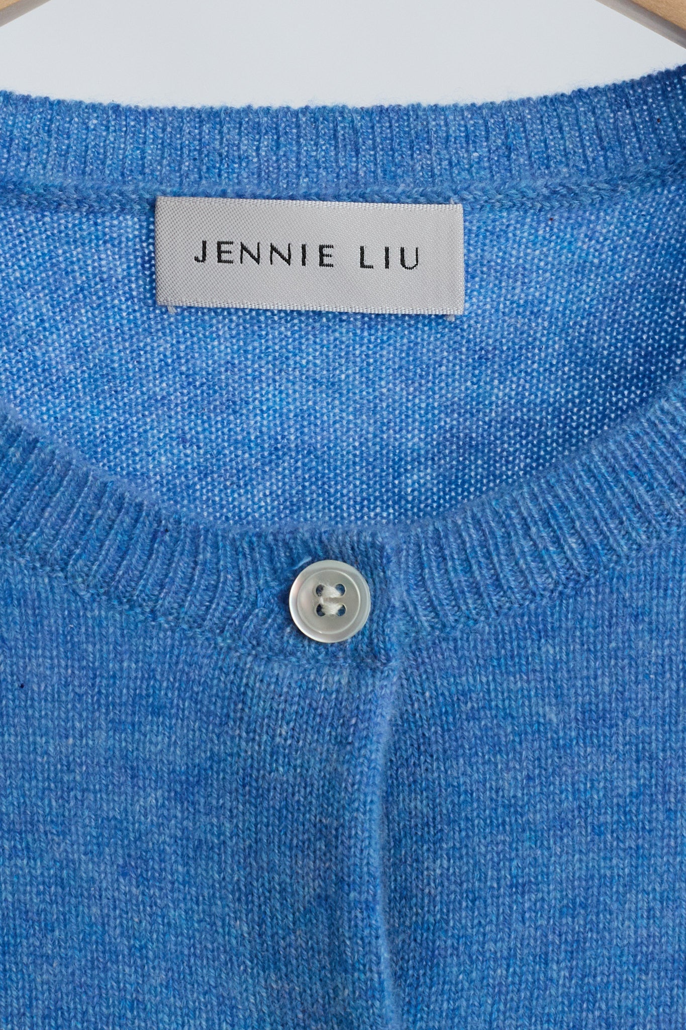 JENNIE LIU Women's 100% Cashmere Button Front Long Sleeve Crewneck Cardigan Sweater
