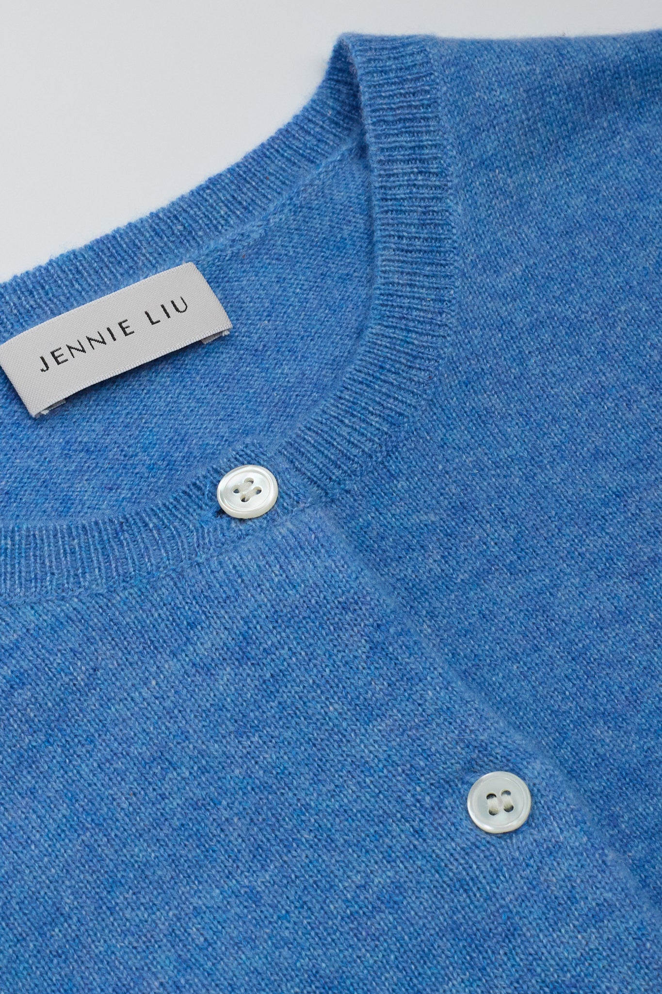 JENNIE LIU Women's 100% Cashmere Button Front Long Sleeve Crewneck Cardigan Sweater