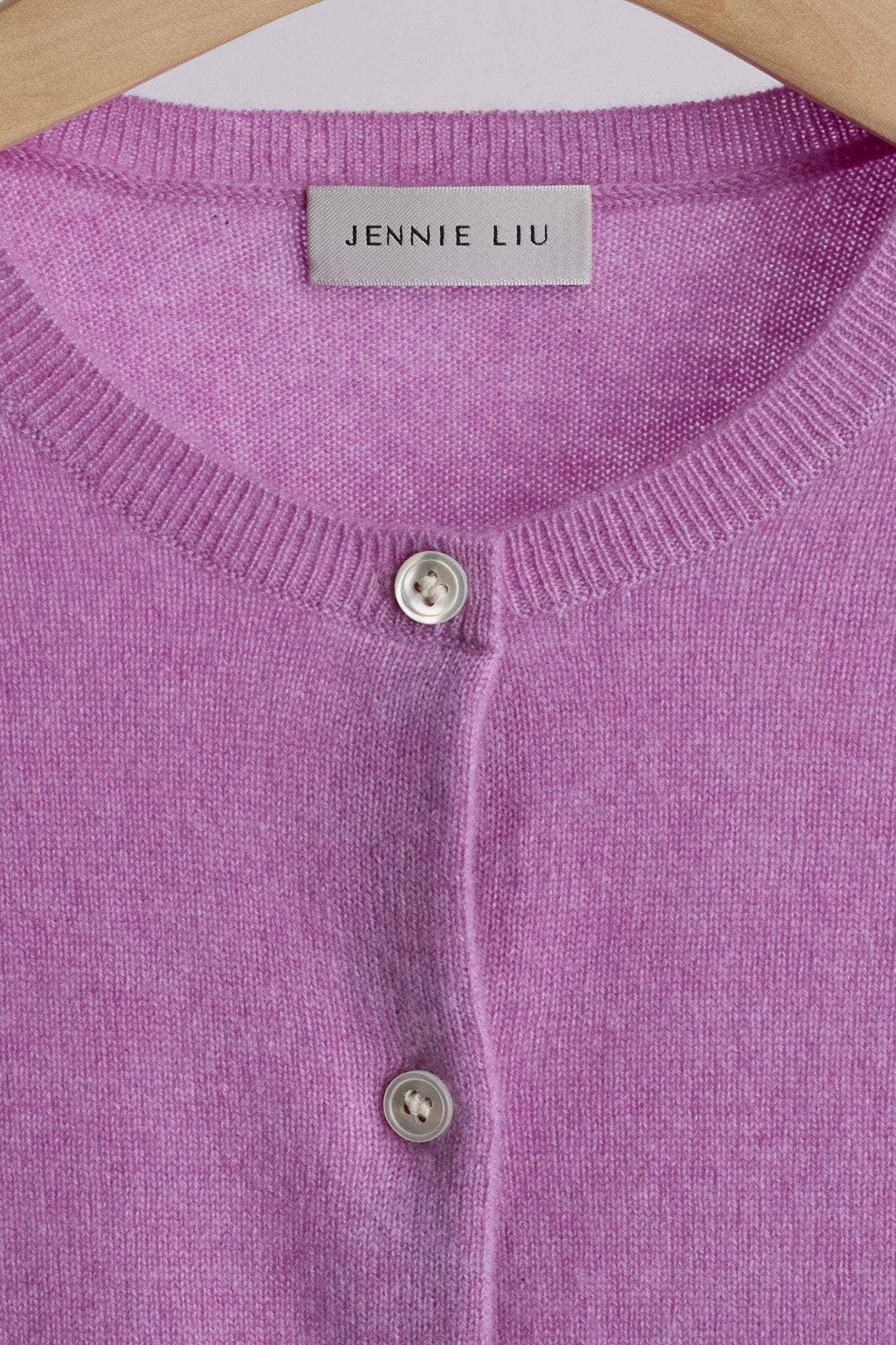 JENNIE LIU Women's 100% Cashmere Button Front Long Sleeve Crewneck Cardigan Sweater