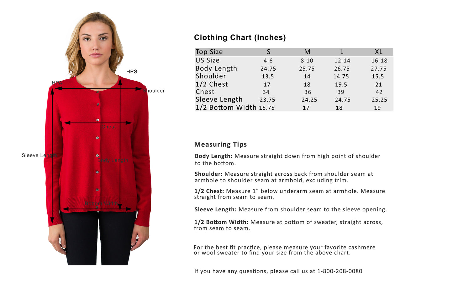 JENNIE LIU Women's 100% Cashmere Button Front Long Sleeve Crewneck Cardigan Sweater