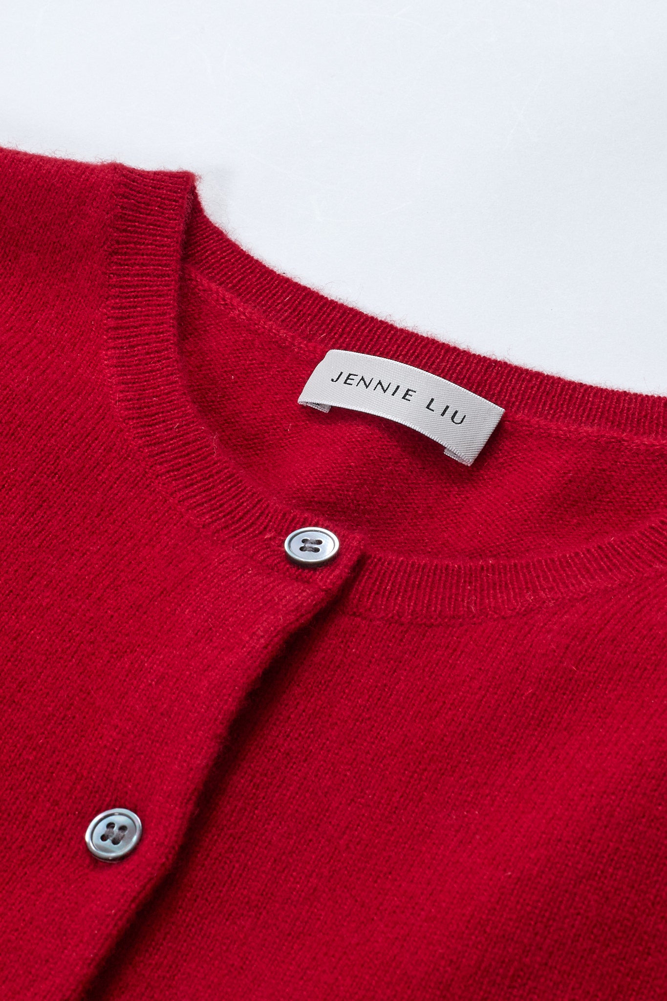 JENNIE LIU Women's 100% Cashmere Button Front Long Sleeve Crewneck Cardigan Sweater