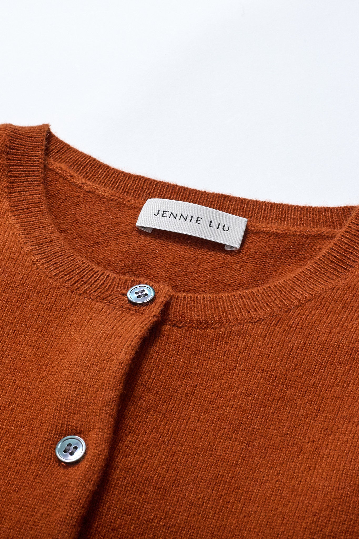 JENNIE LIU Women's 100% Cashmere Button Front Long Sleeve Crewneck Cardigan Sweater