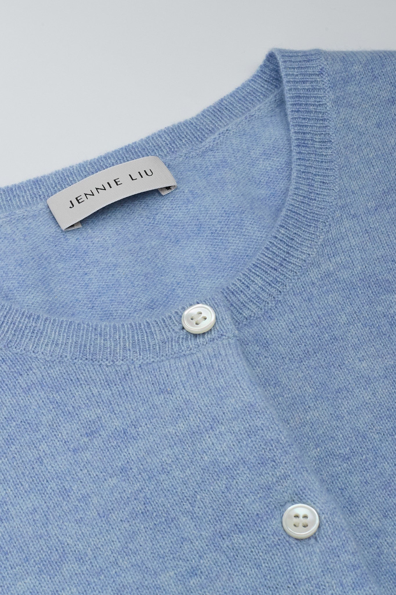 JENNIE LIU Women's 100% Cashmere Button Front Long Sleeve Crewneck Cardigan Sweater