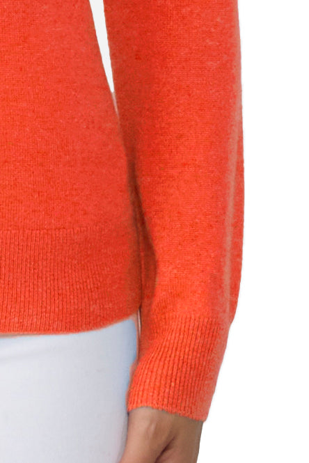 JENNIE LIU Women's 100% Cashmere Button Front Long Sleeve Crewneck Cardigan Sweater