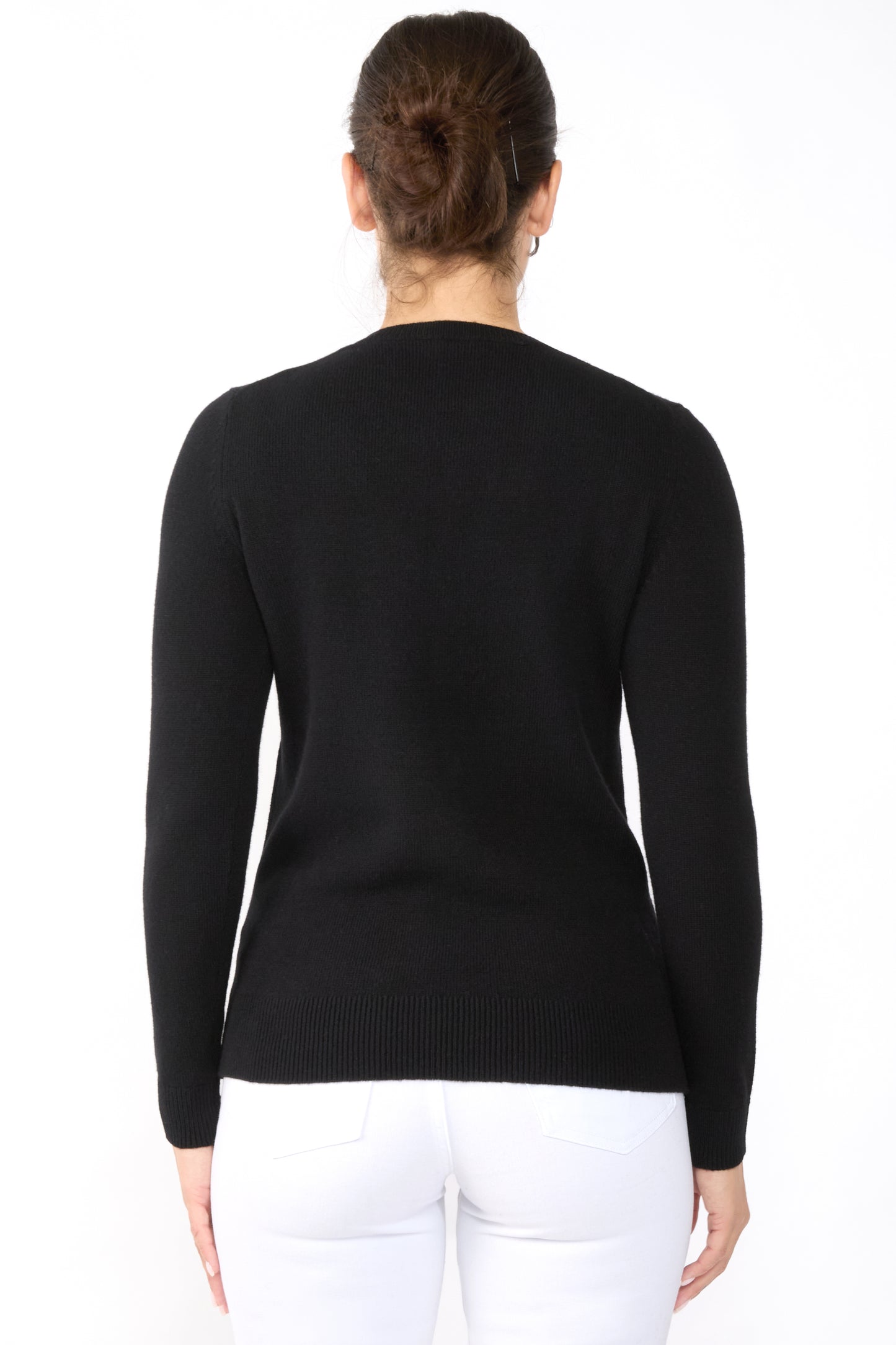 JENNIE LIU 100% Pure Cashmere 4-ply Extra Cozy Long Sleeve Crew Neck Sweater