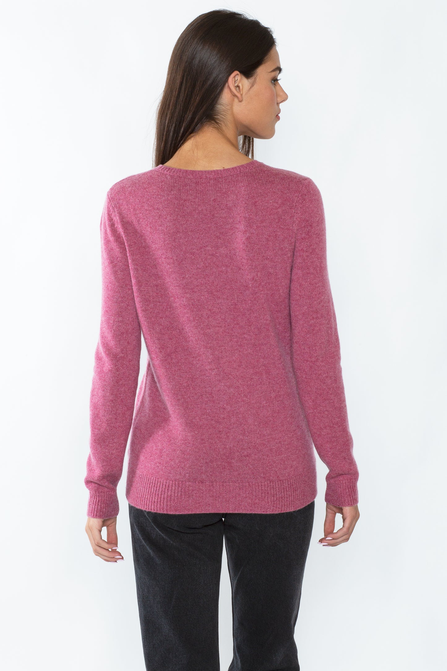 JENNIE LIU 100% Pure Cashmere 4-ply Extra Cozy Long Sleeve Crew Neck Sweater