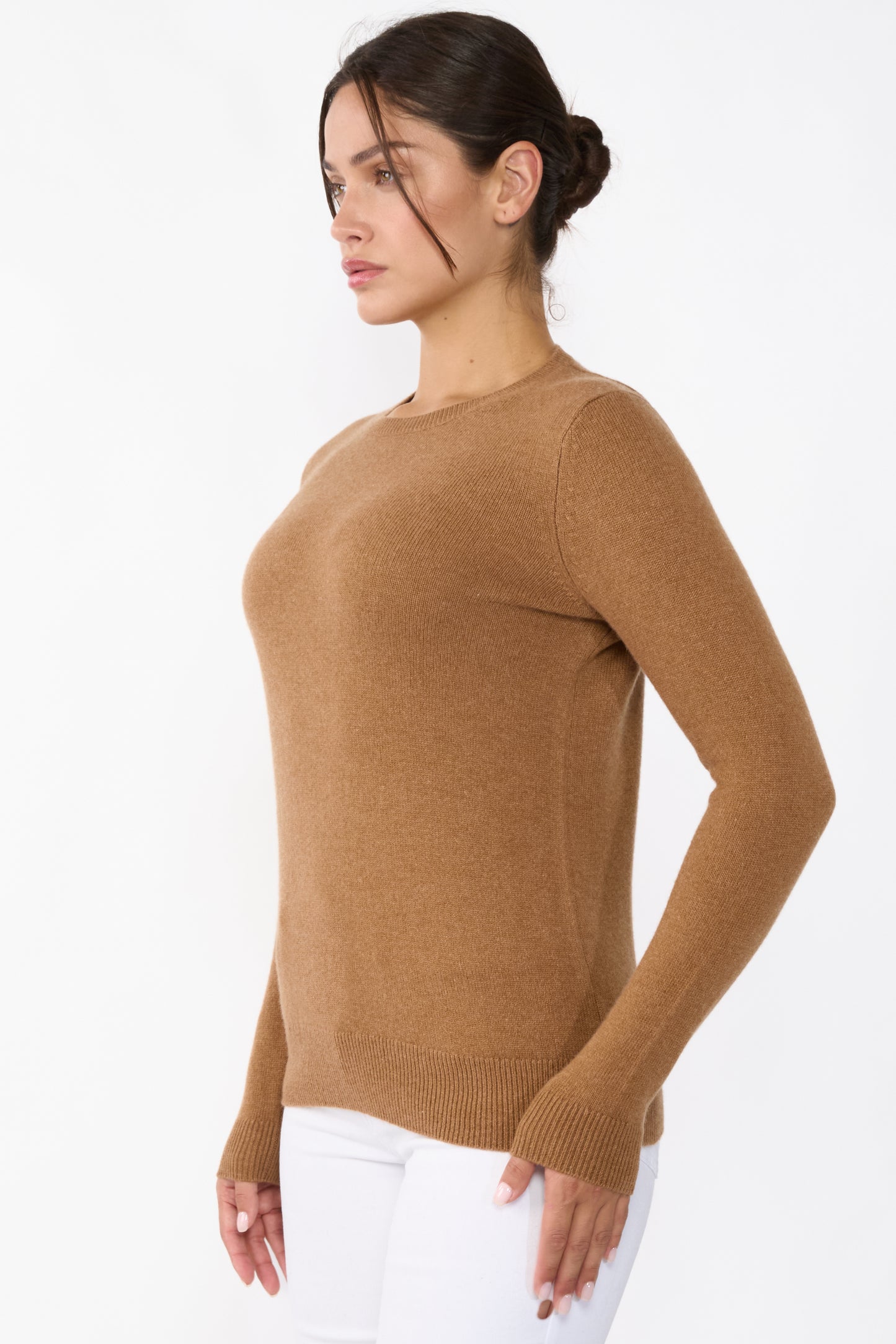 JENNIE LIU 100% Pure Cashmere 4-ply Extra Cozy Long Sleeve Crew Neck Sweater