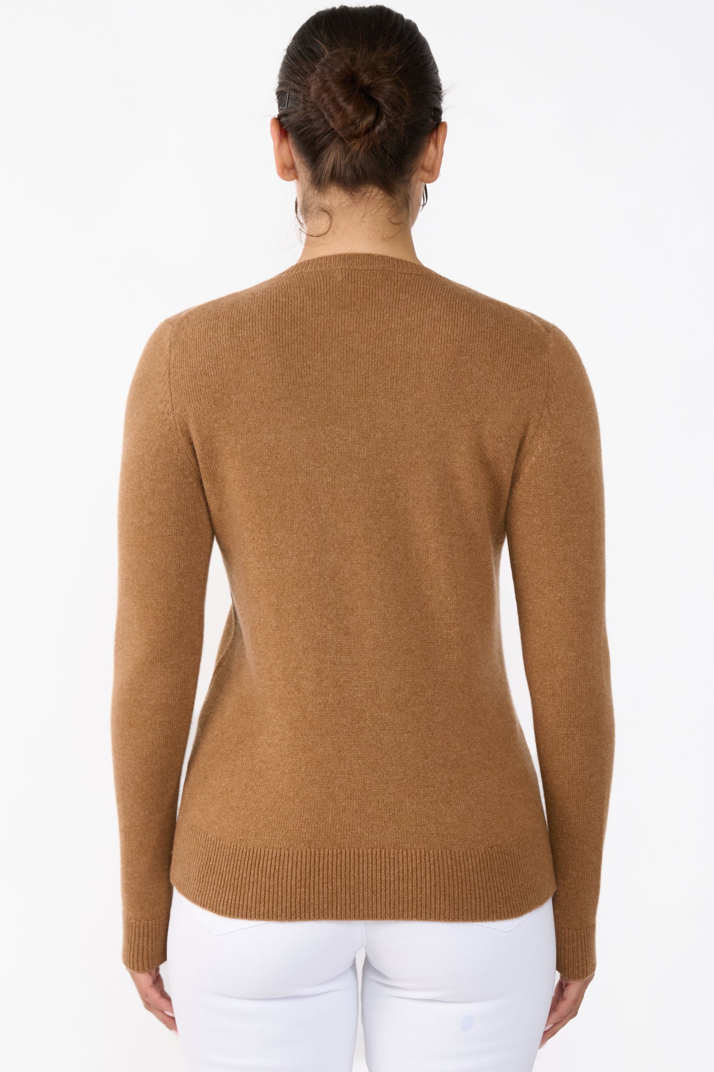 JENNIE LIU 100% Pure Cashmere 4-ply Extra Cozy Long Sleeve Crew Neck Sweater