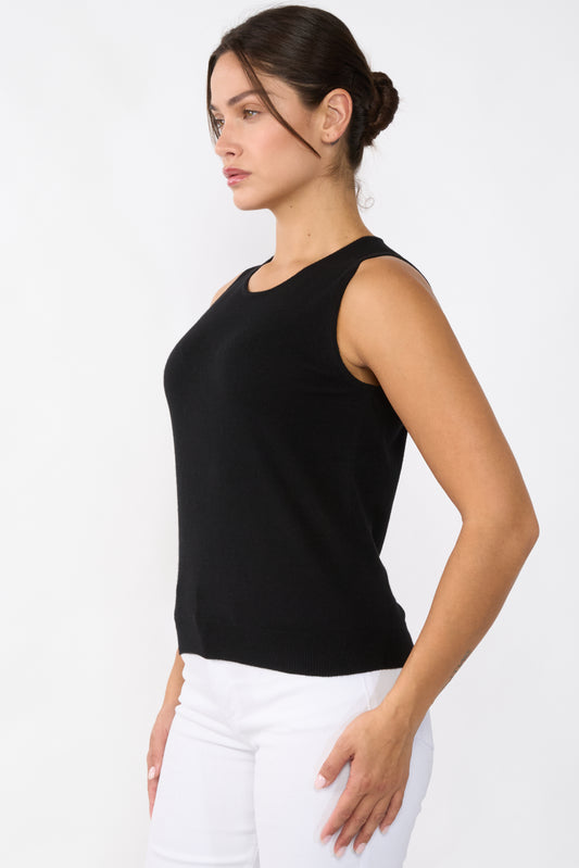 JENNIE LIU 100% Cashmere Tank Tops for Women | Sleeveless Crewneck Sweater Vest