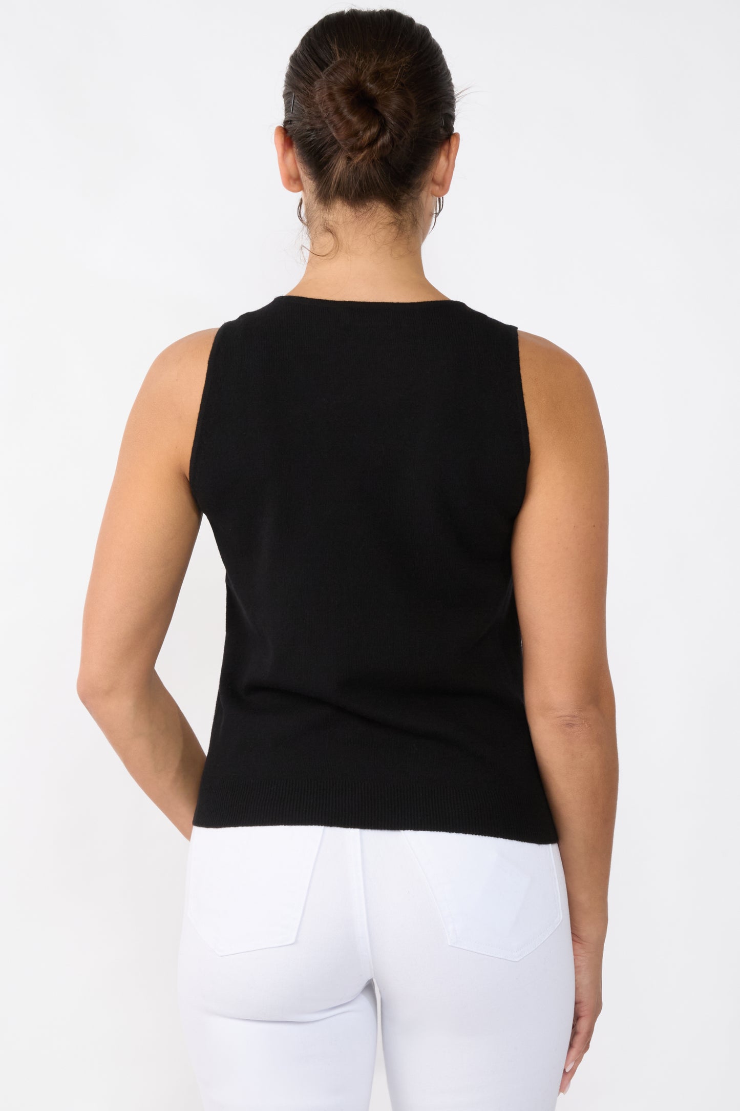 JENNIE LIU 100% Cashmere Tank Tops for Women | Sleeveless Crewneck Sweater Vest