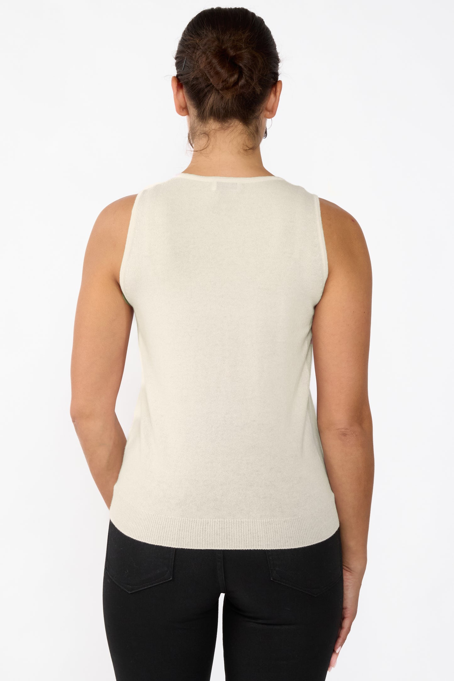JENNIE LIU 100% Cashmere Tank Tops for Women | Sleeveless Crewneck Sweater Vest