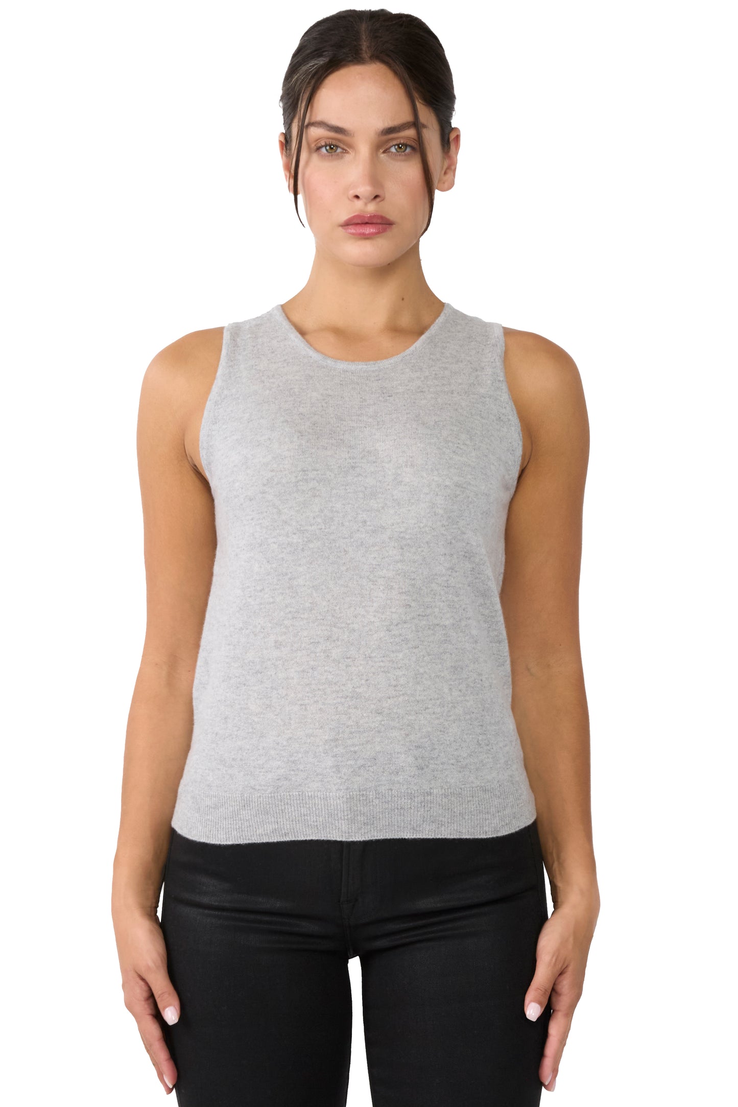 JENNIE LIU 100% Cashmere Tank Tops for Women | Sleeveless Crewneck Sweater Vest