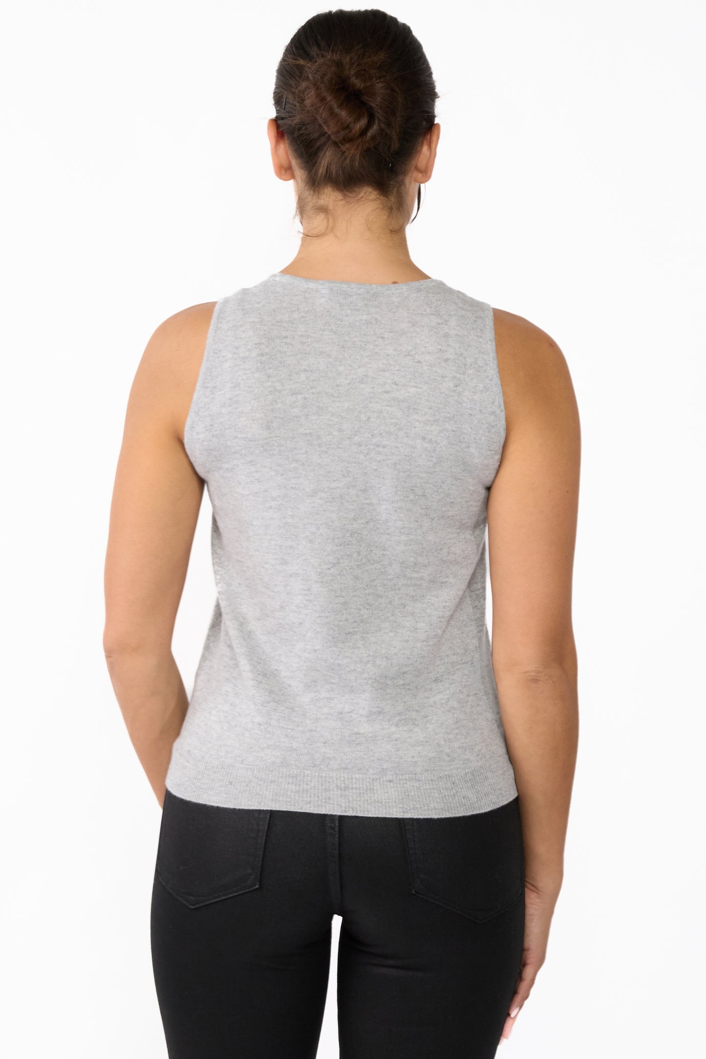 JENNIE LIU 100% Cashmere Tank Tops for Women | Sleeveless Crewneck Sweater Vest