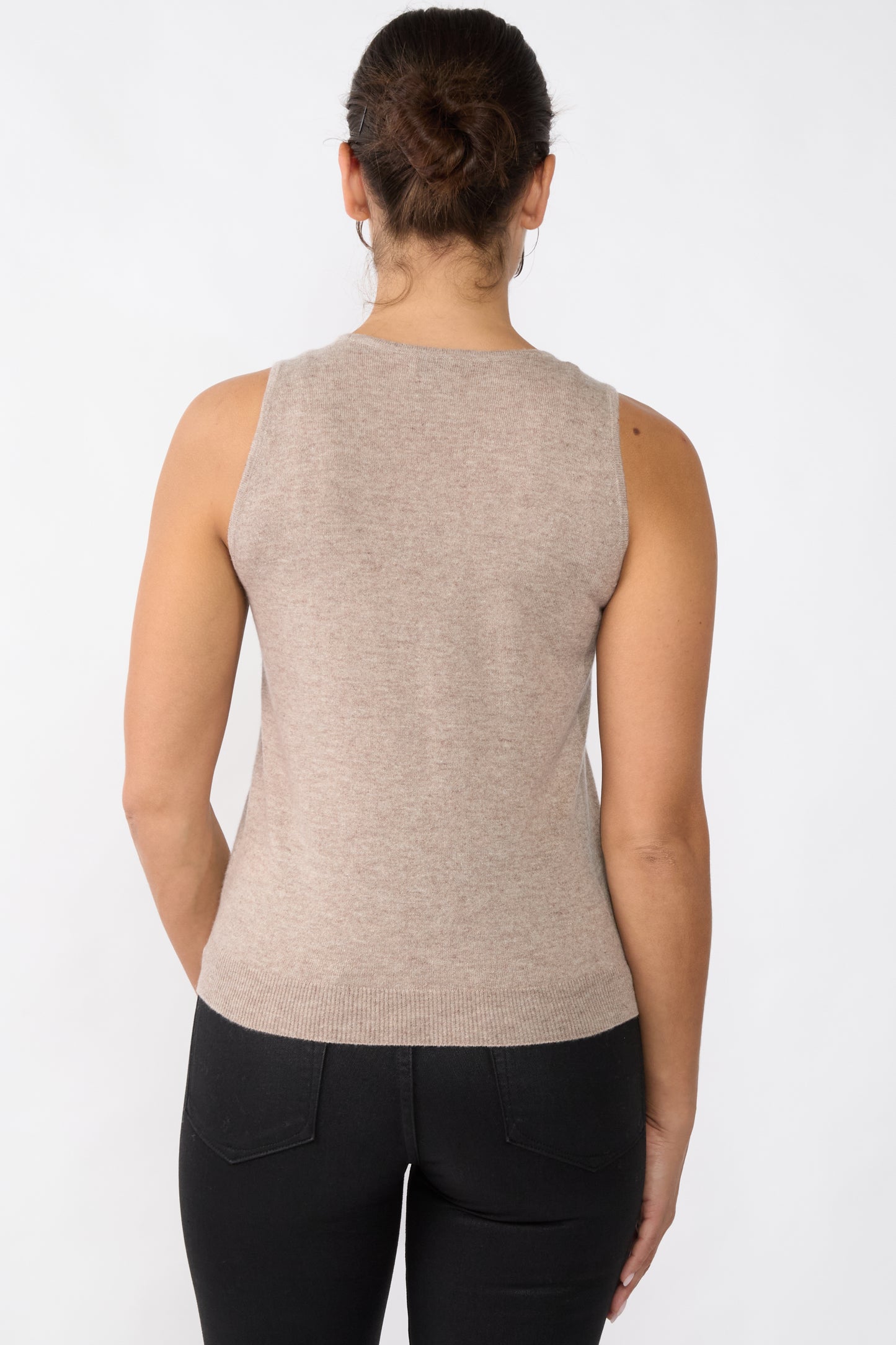 JENNIE LIU 100% Cashmere Tank Tops for Women | Sleeveless Crewneck Sweater Vest