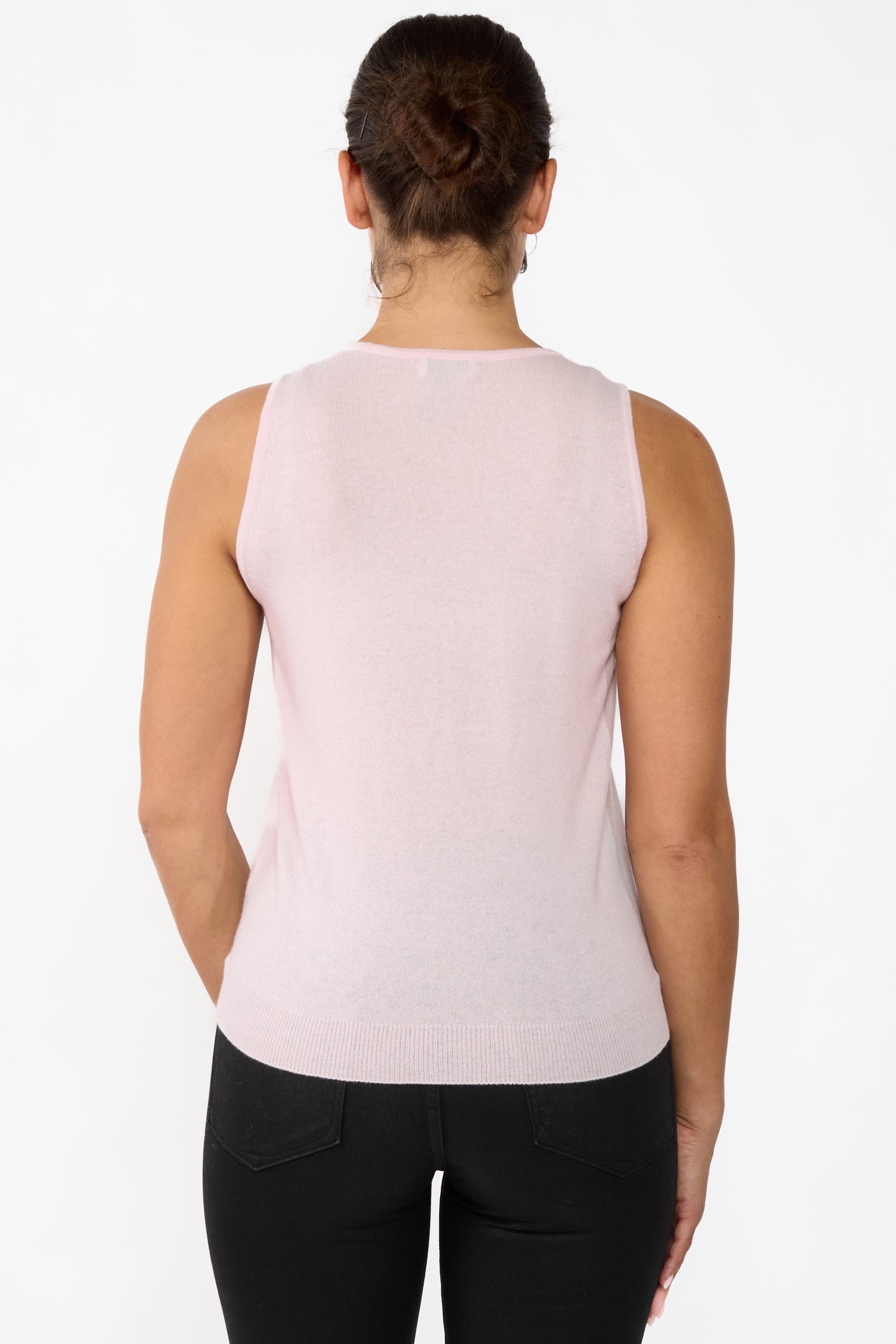 JENNIE LIU 100% Cashmere Tank Tops for Women | Sleeveless Crewneck Sweater Vest
