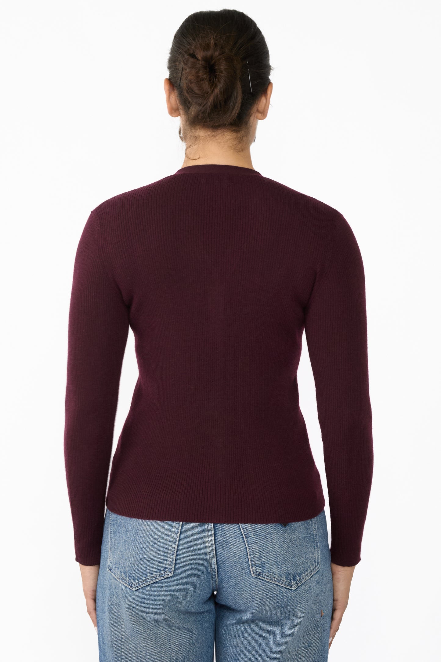 JENNIE LIU Womens 100% Cashmere V-Neck Cardigan Sweater | Ribbed Tissue Weight Cashmere Sweaters for Women