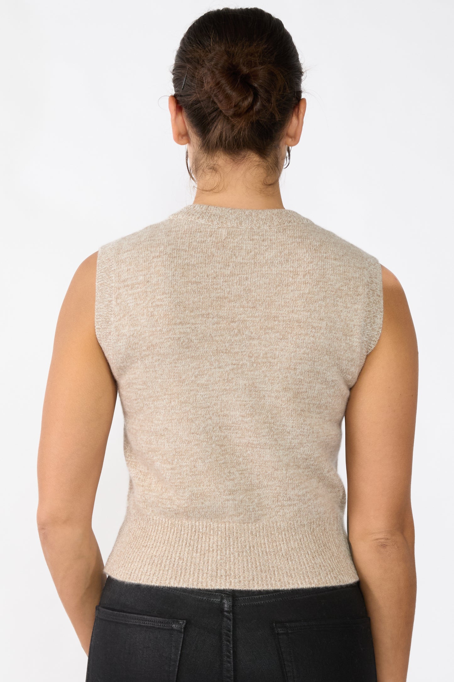 JENNIE LIU Womens 100% Cashmere Crewneck Chunky-knit Sweater Vest